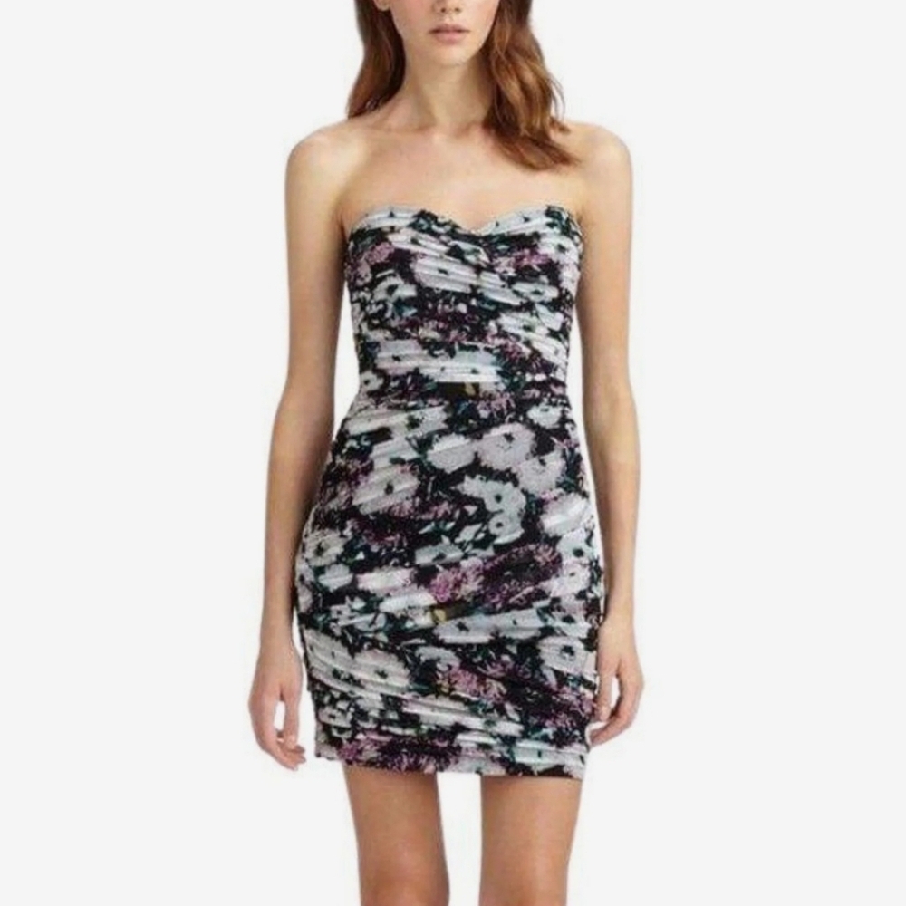 BCBGmaxAzria floral strapless mini dress